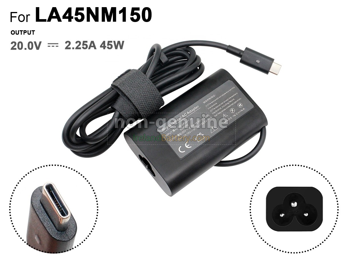 Replacement Dell 20V-2.25A 45W 100-240V~1.5A 50/60HZ Adapter