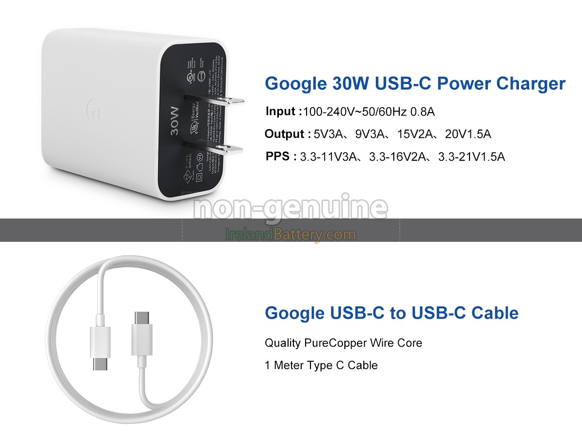 Replacement Google 30W USB-C POWER CHARGER Adapter