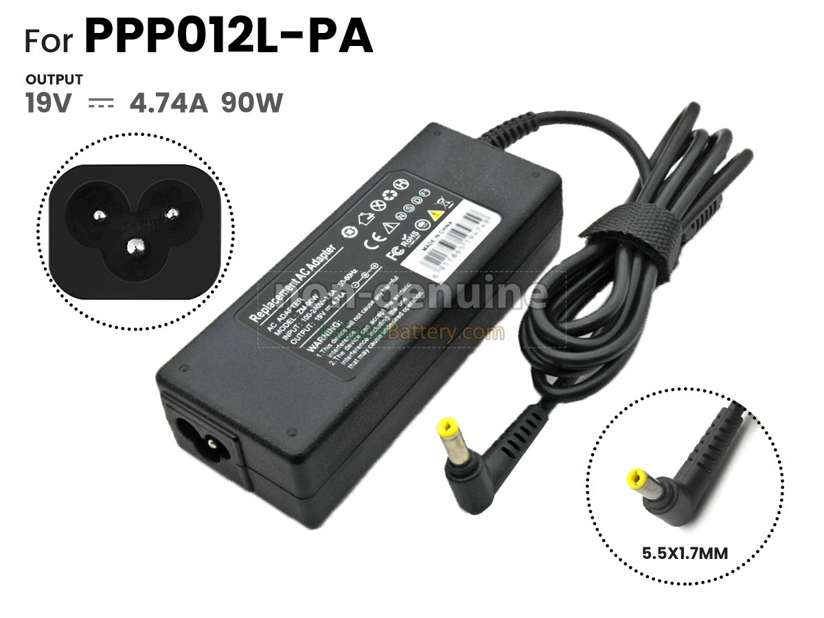 Replacement HP 90W 19V-4.74A 100-240V~1.8A 50/60HZ 5.5*1.7MM Adapter