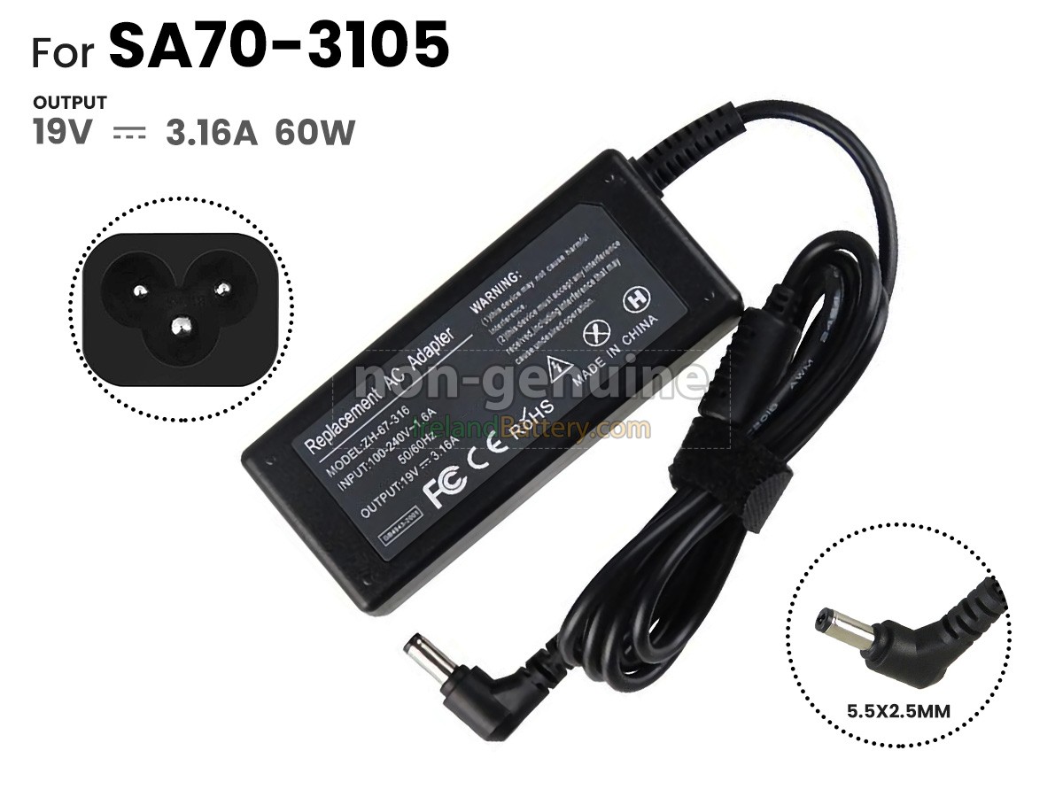 Replacement HP 60W 19V-3.16A 100-240V~1.6A 50/60HZ Adapter