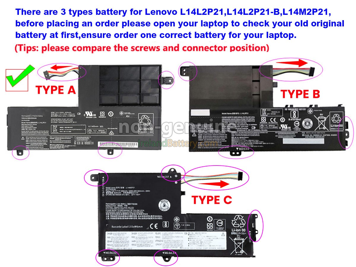 replacement Lenovo L14M2P21 battery